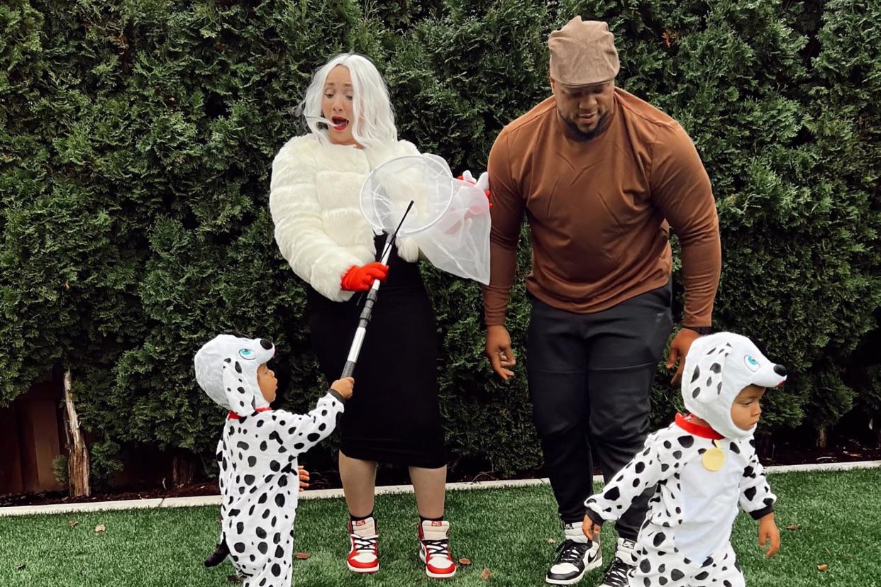 Ndamukong Suh's Twin Sons are Cute Puppies in '101 Dalmatian'-Themed Family Costume. Suh family Halloween. courtesy of Suh family
