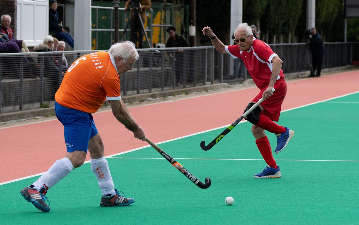 England Masters Over 80s Hockey Team play the Netherlands Over 80s