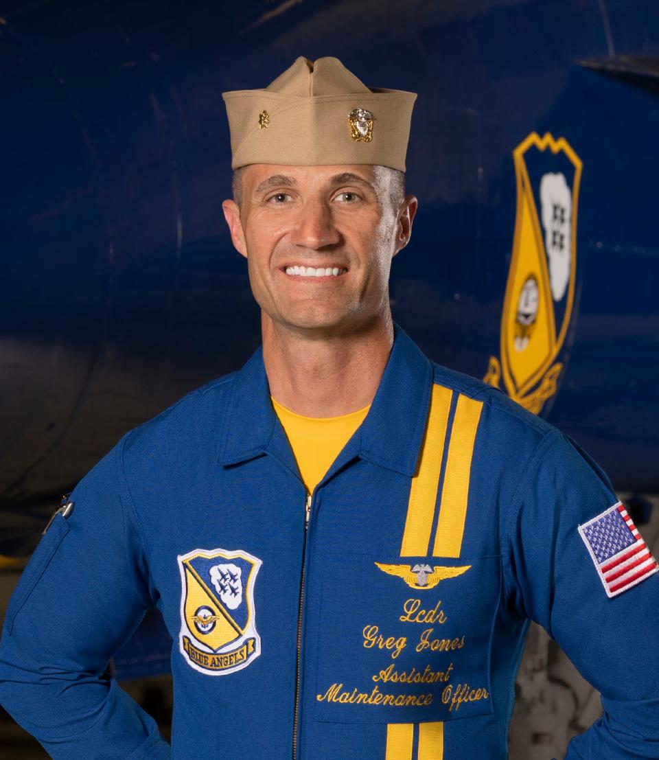 Lieutenant Commander Gregory R. Jones is the assistance maintenance officer for the 2023 Blue Angels team.