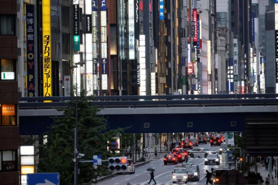 Shimbashi station in Tokyo, scene of anti-Olympics protests in the summer.