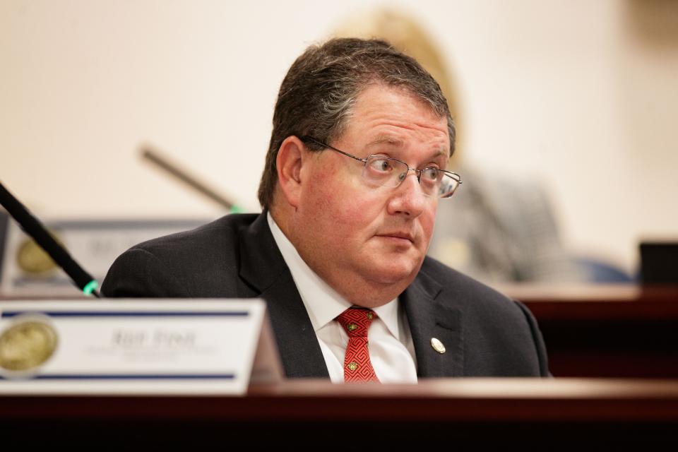 Rep. Randy Fine listens to a speaker during a House Tourism, Infrastructure & Energy Subcommittee meeting Tuesday morning, Feb. 15, 2022.