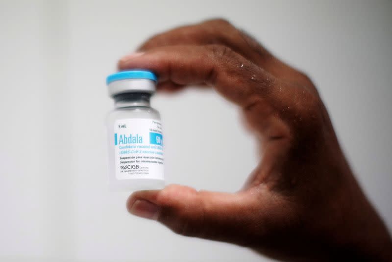 FILE PHOTO: A nurse shows a dose of Abdala vaccine against the coronavirus at a vaccination center in Havana