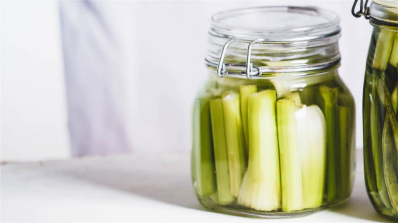 jar of pickled celery