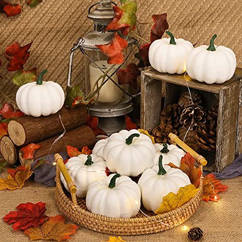 Artificial White Pumpkins Set