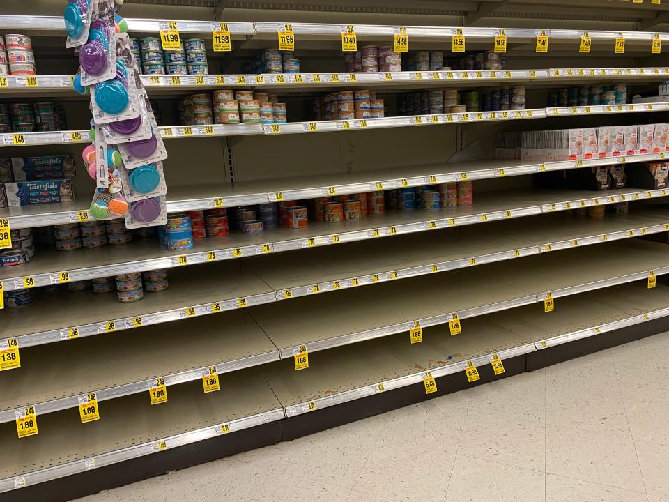 Empty shelves at Ingles on Warren H. Abernathy Highway. in Spartanburg.