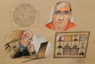 Alex Saab in courtroom sketch during his arraignment at a federal court in Miami