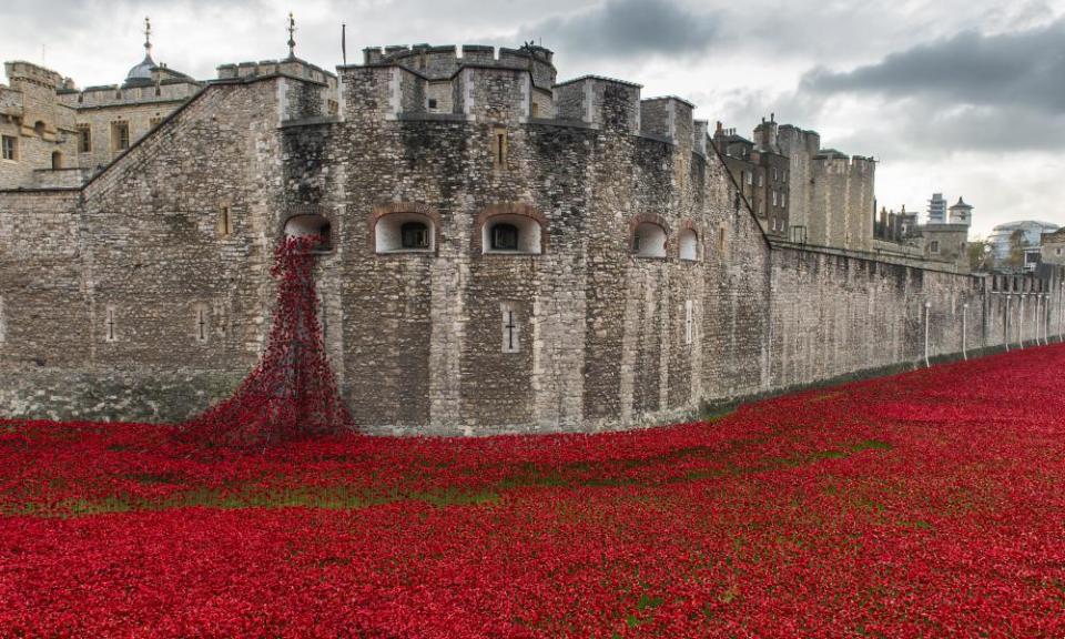 The installation of ceramic poppies at the Tower of London in 2014 that marked the centenary of the outbreak of the first world war.