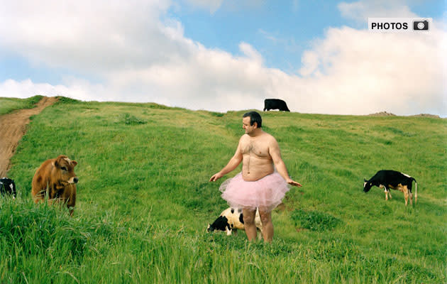 Hairy ballerina poses for breast cancer