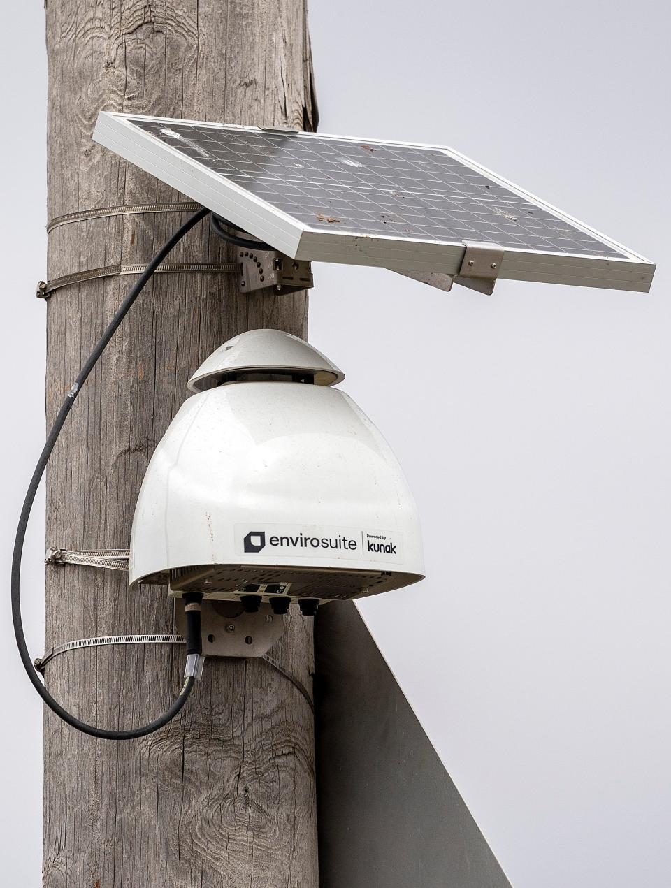 This odor monitoring system is mounted to a telephone pole on Maury Street in Des Moines.