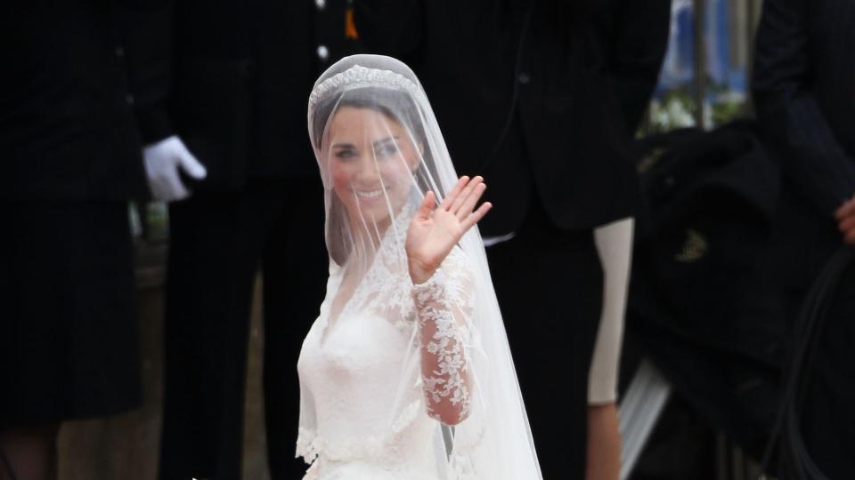 Kate Middleton in her wedding dress 