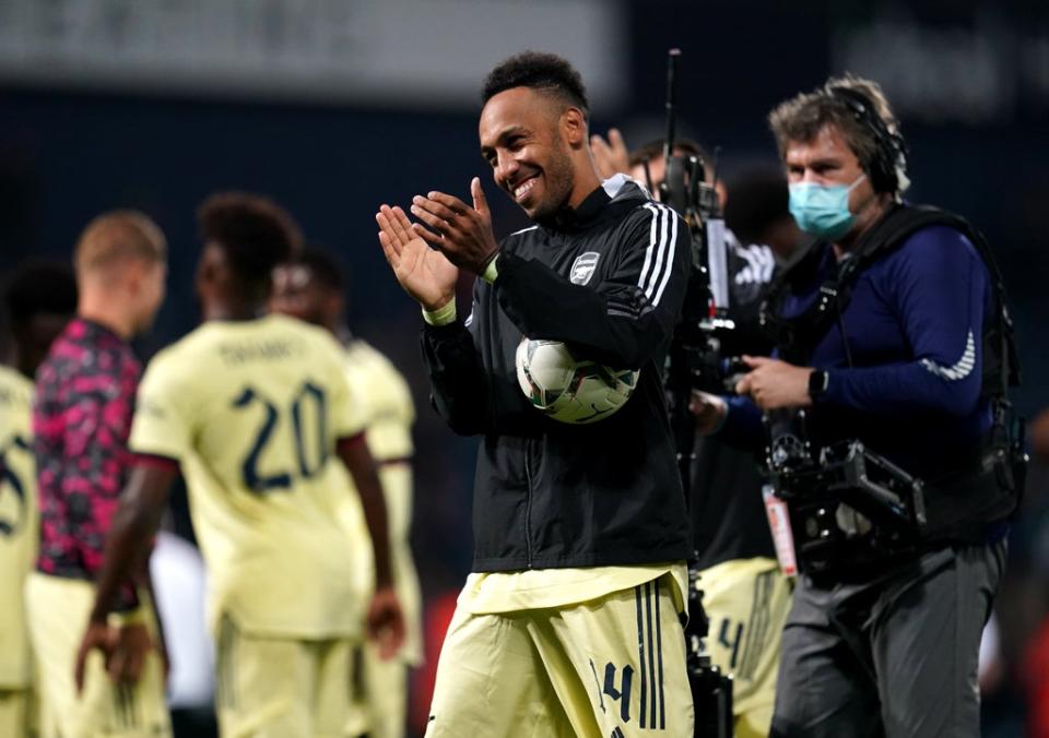 Pierre-Emerick Aubameyang scored a hat-trick against West Brom on Wednesday night (Nick Potts/PA) (PA Wire)