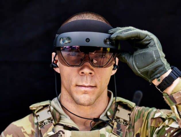 Soldier with AR headset