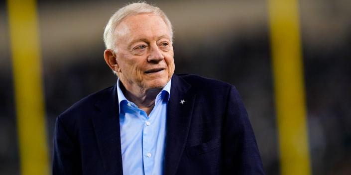 Jerry Jones looks on during an NFL game.