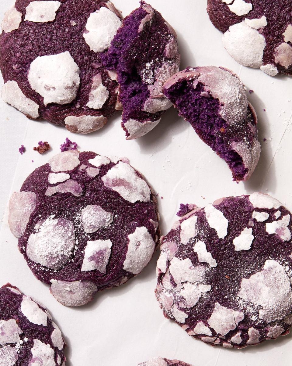 purple ube crinkle cookies