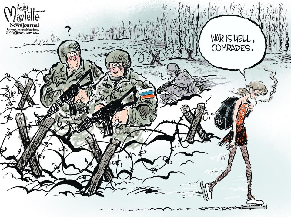 Marlette cartoon: Russian warriors