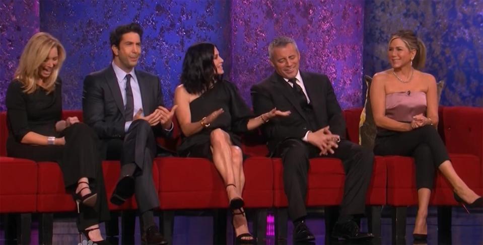 Although Matthew Perry was unable to attend, absent while on a stint in London for his play <em>The End of Longing</em>, the rest of the <i>Friends</i> cast reunited for NBC’s <a href="https://ew.com/article/2016/02/11/friends-reunion-photos/" rel="nofollow noopener" target="_blank" data-ylk="slk:Must-See TV: An All-Star Tribute to James Burrows;elm:context_link;itc:0;sec:content-canvas" class="link "><i>Must-See TV: An All-Star Tribute to James Burrows</i></a>, to honor the legendary director of their sitcom (and many more), for directing his 1,000th episode of television.