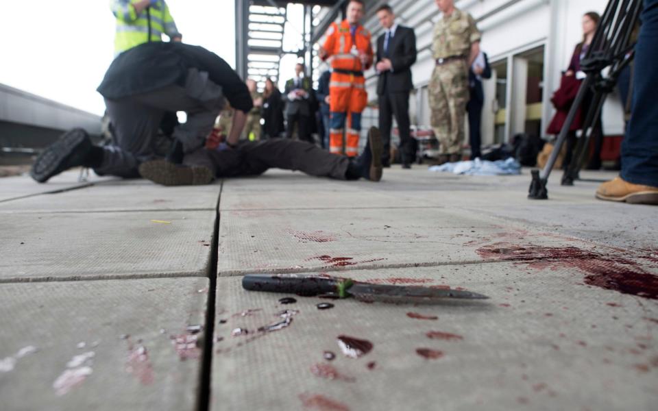 Knife crime (picture taken from training scenario in London) - David Rose