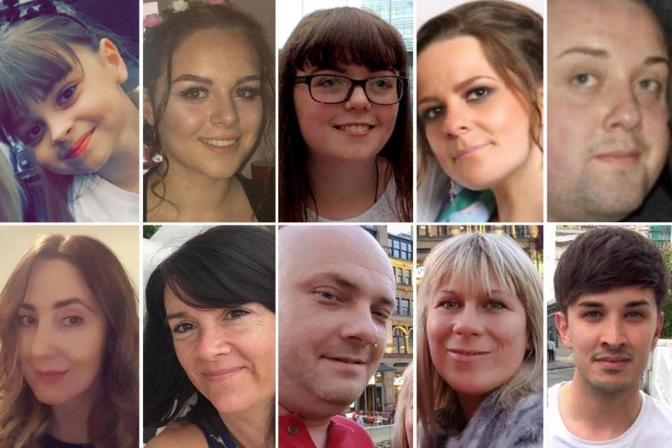 Victims: (Top L-R) Saffie Rose Roussos, Olivia Campbell, Georgine Callander, Kelly Brewster, John Atkinson (Bottom L-R) Alison Howe, Lisa Lees, Marcin Klis, Angelika Klis, Martyn Hett