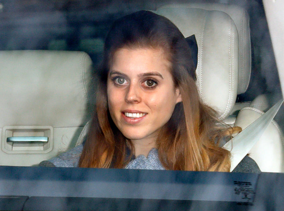 LONDON, UNITED KINGDOM - DECEMBER 18: (EMBARGOED FOR PUBLICATION IN UK NEWSPAPERS UNTIL 24 HOURS AFTER CREATE DATE AND TIME) Princess Beatrice attends a Christmas lunch for members of the Royal Family hosted by Queen Elizabeth II at Buckingham Palace on December 18, 2019 in London, England. (Photo by Max Mumby/Indigo/Getty Images)