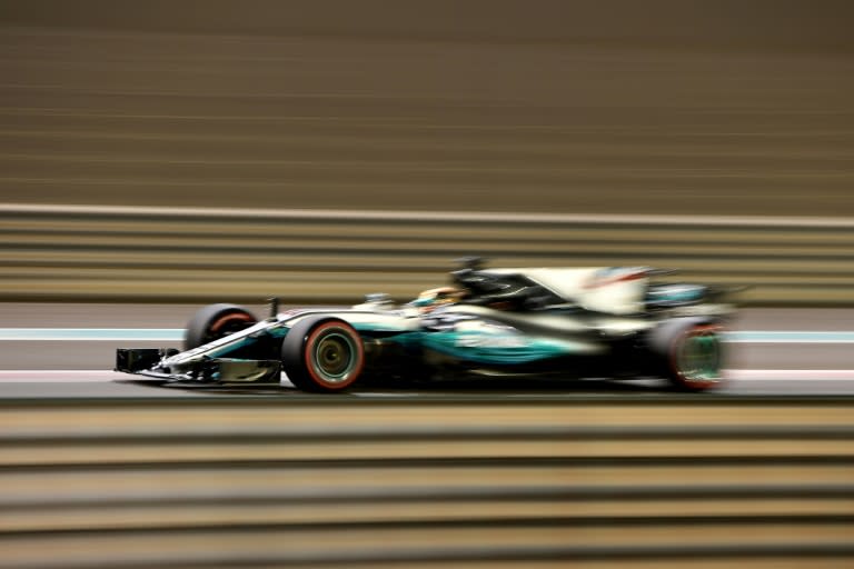 Mercedes' British driver Lewis Hamilton drives during the second practice session ahead of the Abu Dhabi Formula One Grand Prix at the Yas Marina circuit on November 24, 2017