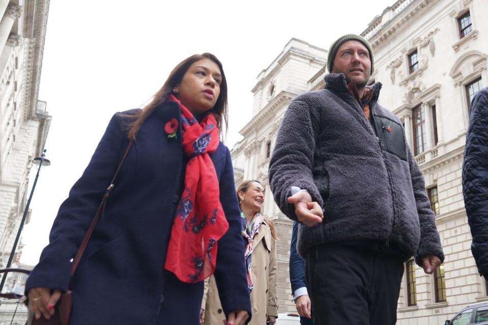 Richard Ratcliffe and MP Tulip Siddiq make their way to a meeting with James Cleverly at the Foreign, Commonwealth and Development Office in London (Stefan Rousseau/PA) (PA Wire)