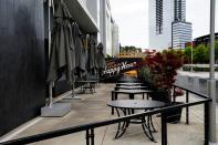 An empty patio is seen outside a closed restaurant days days before the phased reopening of businesses from coronavirus disease rules in Atlanta