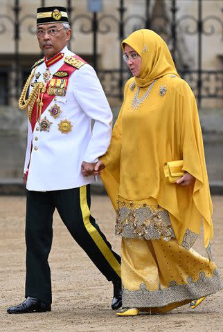 <p>Jeff Spicer/Getty Images</p> His Majesty Yang di-Pertuan Agong Al-Sultan Abdullah Ri'ayatuddin Al-Mustafa Billah Shah of Malaysia and Her Majesty Raja Permaisuri Agong Tunku Hajah Azizah Aminah Maimunah Iskandariah of Malaysia