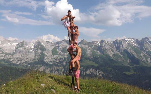 The World's Most Homoerotic Homophobes Are Now Mounting a Giant Pole in Tiny Pink Shorts