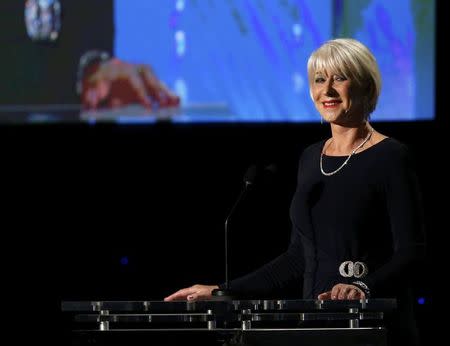 Actress Helen Mirren speaks on stage at the 8th Annual Governors Awards in Los Angeles, California, U.S., November 12, 2016. REUTERS/Mario Anzuoni