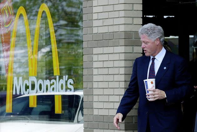 “I will be so happy when she actually enters the White House as president because she will break my record as the president who spent the most time at McDonalds,” Clinton said to roars of laughter.