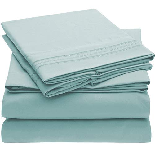 Mellanni Bed Sheet Set - Brushed Microfiber 1800 Bedding - Wrinkle, Fade, Stain Resistant - 4 P…