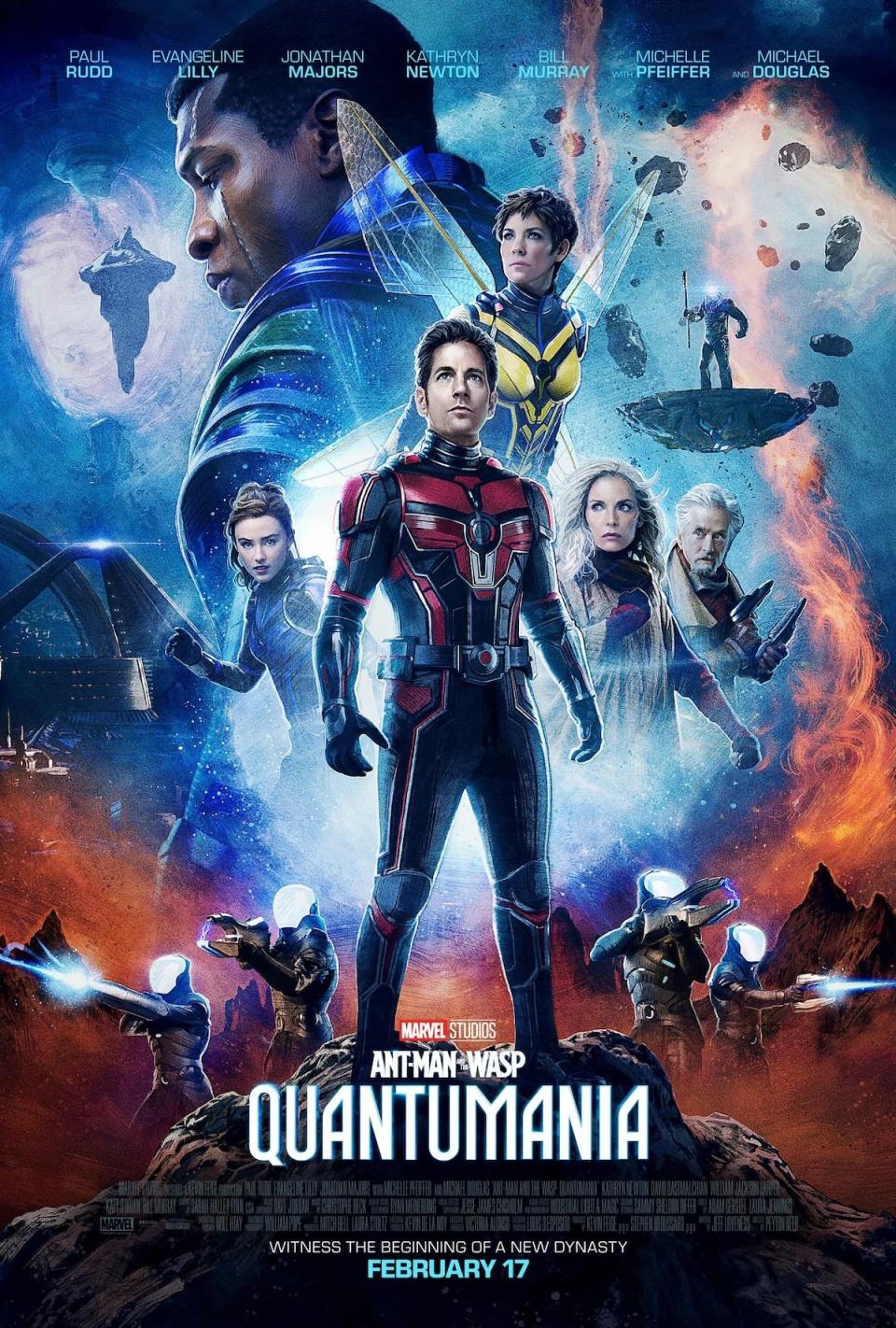 Ant-Man and The Wasp: Quantumania poster featuring the main characters spread out