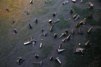 <p>Traffic cones are seen on the bank of the River Thames during low tide in London, Britain on Jan. 19, 2017. (Photo: Stefan Wermuth/Reuters) </p>