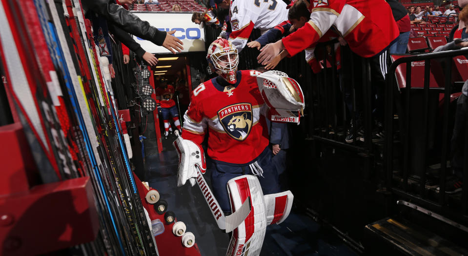 Chris Driedger took advantage of his opportunity on Saturday night as the Florida Panthers' $70 million man continues to struggle this season. (Photo by Eliot J. Schechter/NHLI via Getty Images)