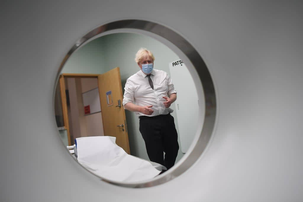 Boris Johnson went to a hospital in Northumberland today, rather than attend the debate in the House of Commons  (Getty)