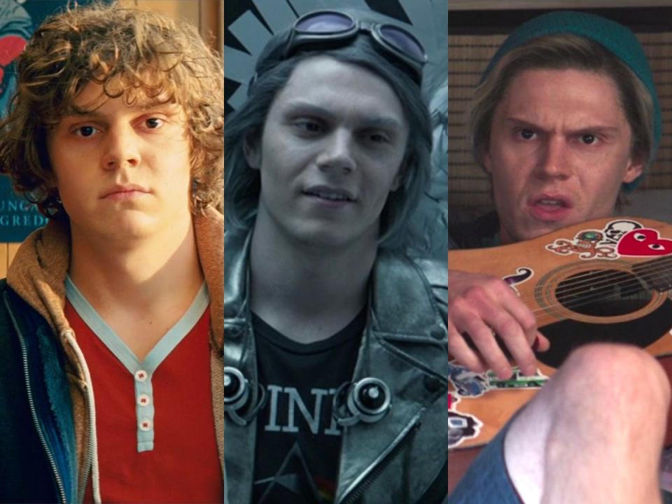 From left: Evan Peters as Todd in "Kick-Ass," Quicksilver in "X-Men: Days of Future Past," and Ralph Bohner on "WandaVision."