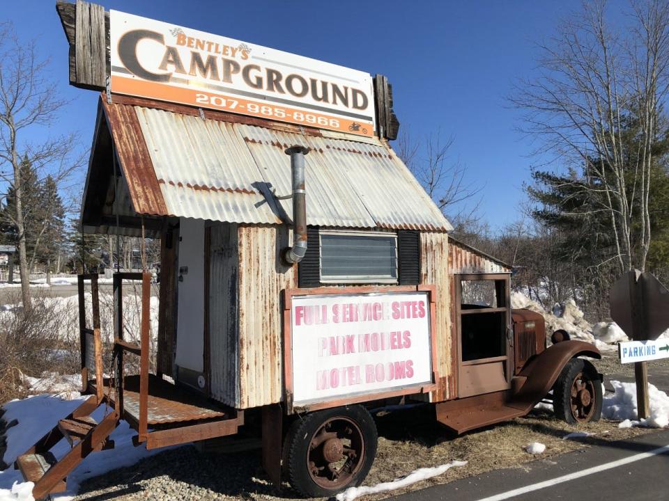 Seen here is the entrance to Bentley's Campground on Portland Road in Arundel, Maine, on Tuesday, Feb. 7, 2023.