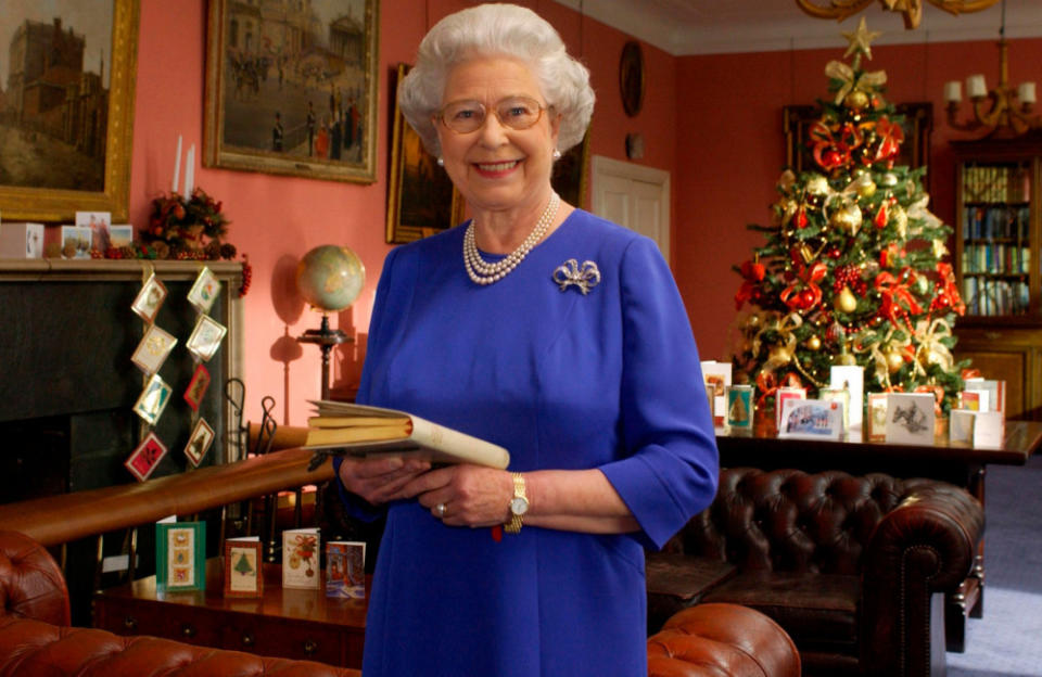 Queen Elizabeth II films her traditional Christmas broadcast - 2001 - Getty