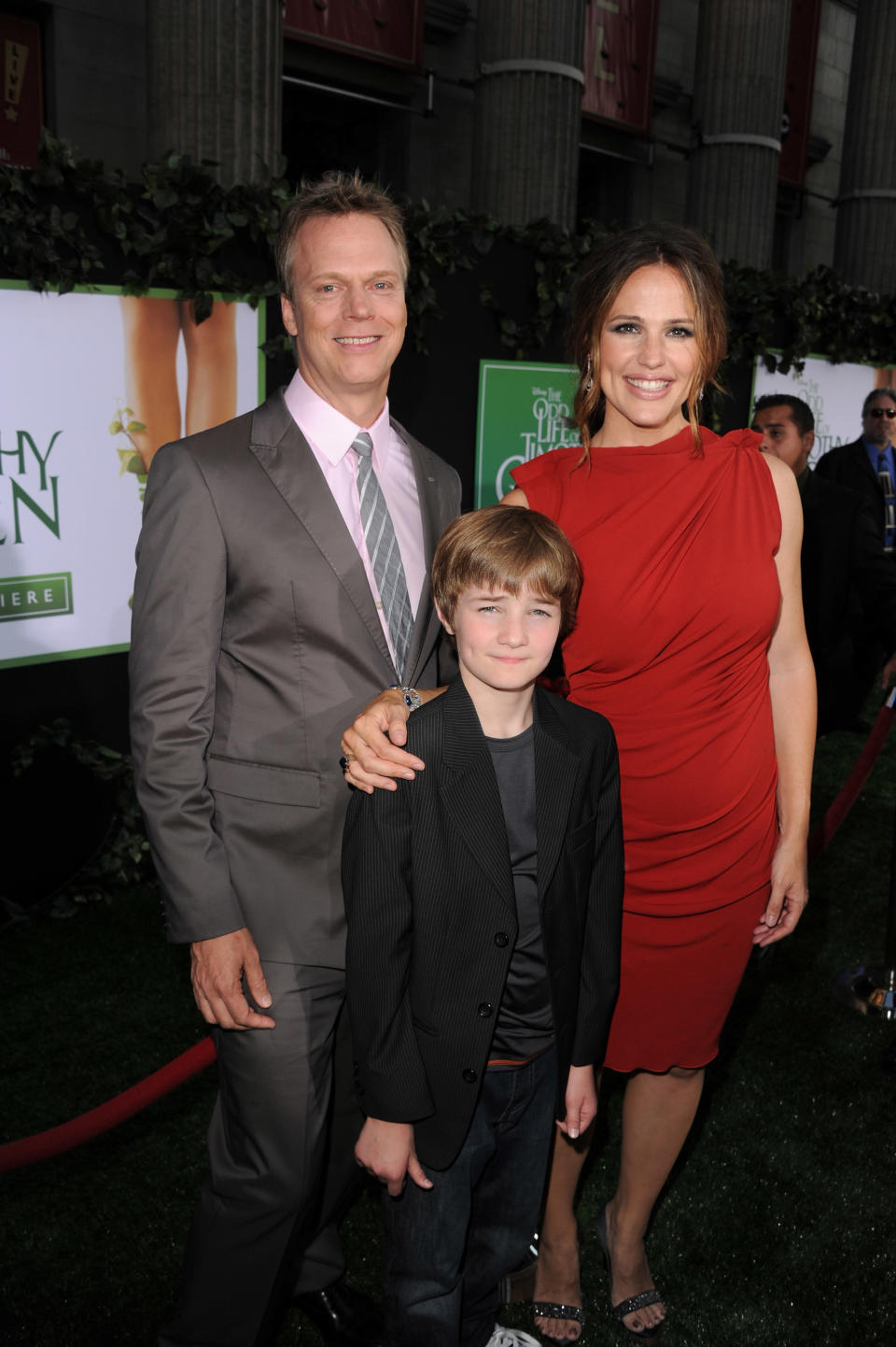 Peter Hedges, actors CJ Adams, and Jennifer Garner at the Los Angeles premiere of "The Odd Life of Timothy Green" on August 6, 2012.