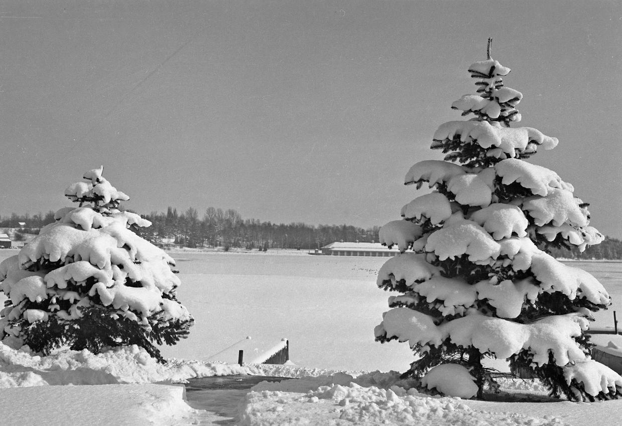 Winter snow in beautiful downtown Charlevoix.