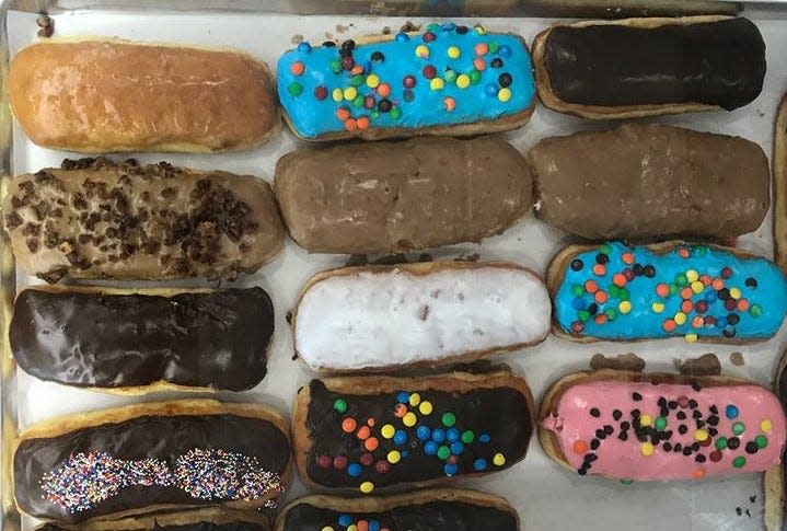 An assortment of long johns at ChuChu Donuts.