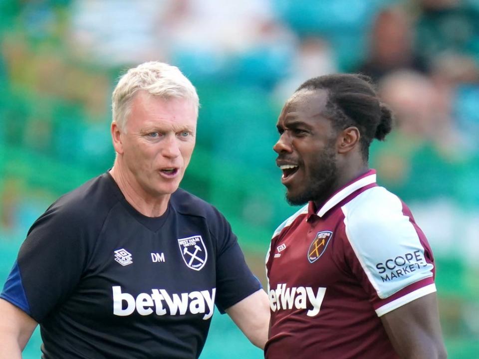 West Ham manager David Moyes, left, has high expectations of Michail Antonio (Jane Barlow/PA) (PA Wire)