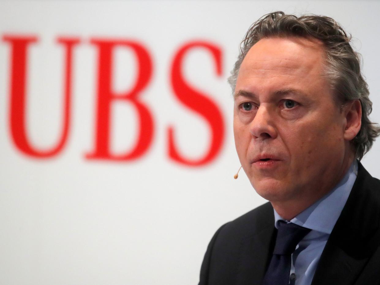 UBS CEO Ralph Hamers of Swiss bank UBS addresses a news conference in Zurich, Switzerland February 20, 2020.