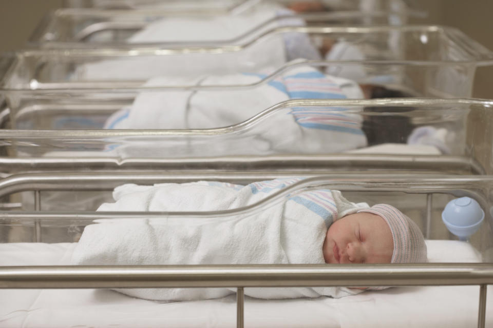 Newborn babies in a hospital