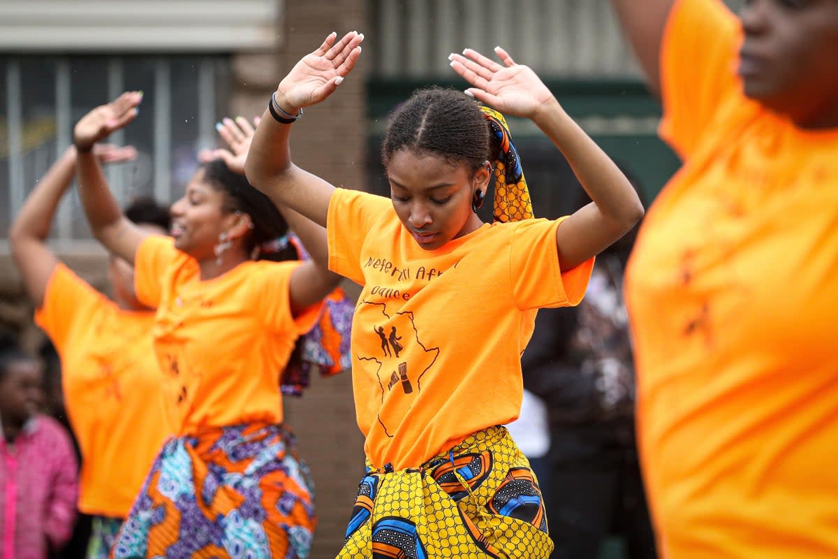 Members of a parade perform during the 48th Annual Juneteenth Day Festival in Milwaukee, Wisconsin. (Getty Images for VIBE)