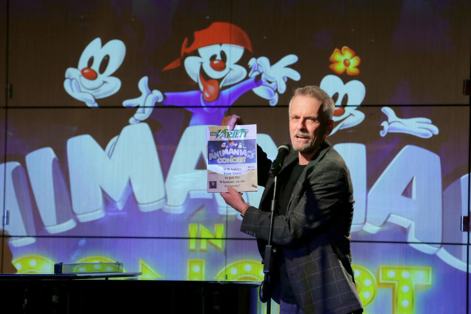 LOS ANGELES, CA - SEPTEMBER 06:  Voice actor Rob Paulsen performs at Animaniacs LIVE! at The GRAMMY Museum on September 6, 2018 in Los Angeles, California.  (Photo by Rebecca Sapp/WireImage)