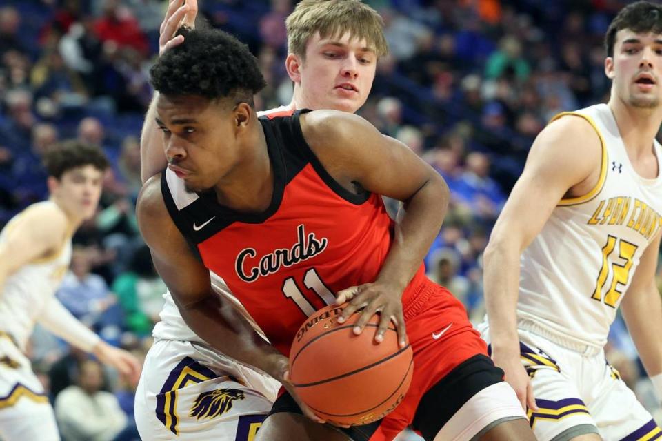 Jerone Morton (11) was one of five George Rogers Clark starters who scored in double figures with 11 points against Lyon County. Morton also had 10 assists, five rebounds and three steals.