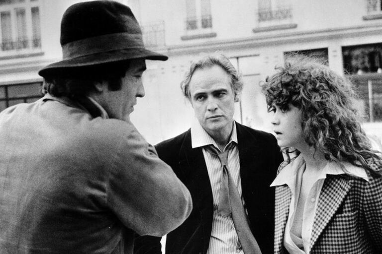 En el rodaje de El ùltimo tango en París, junto con Marlon Brando y el director Bernardo Bertolucci