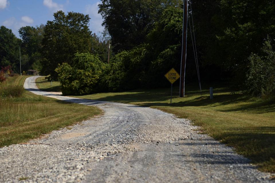 A deteriorating Garren Road in Travelers Rest, S.C., on Wednesday, Oct. 4. Freemans Bridge Road is on Greenville County's most recent paving list.