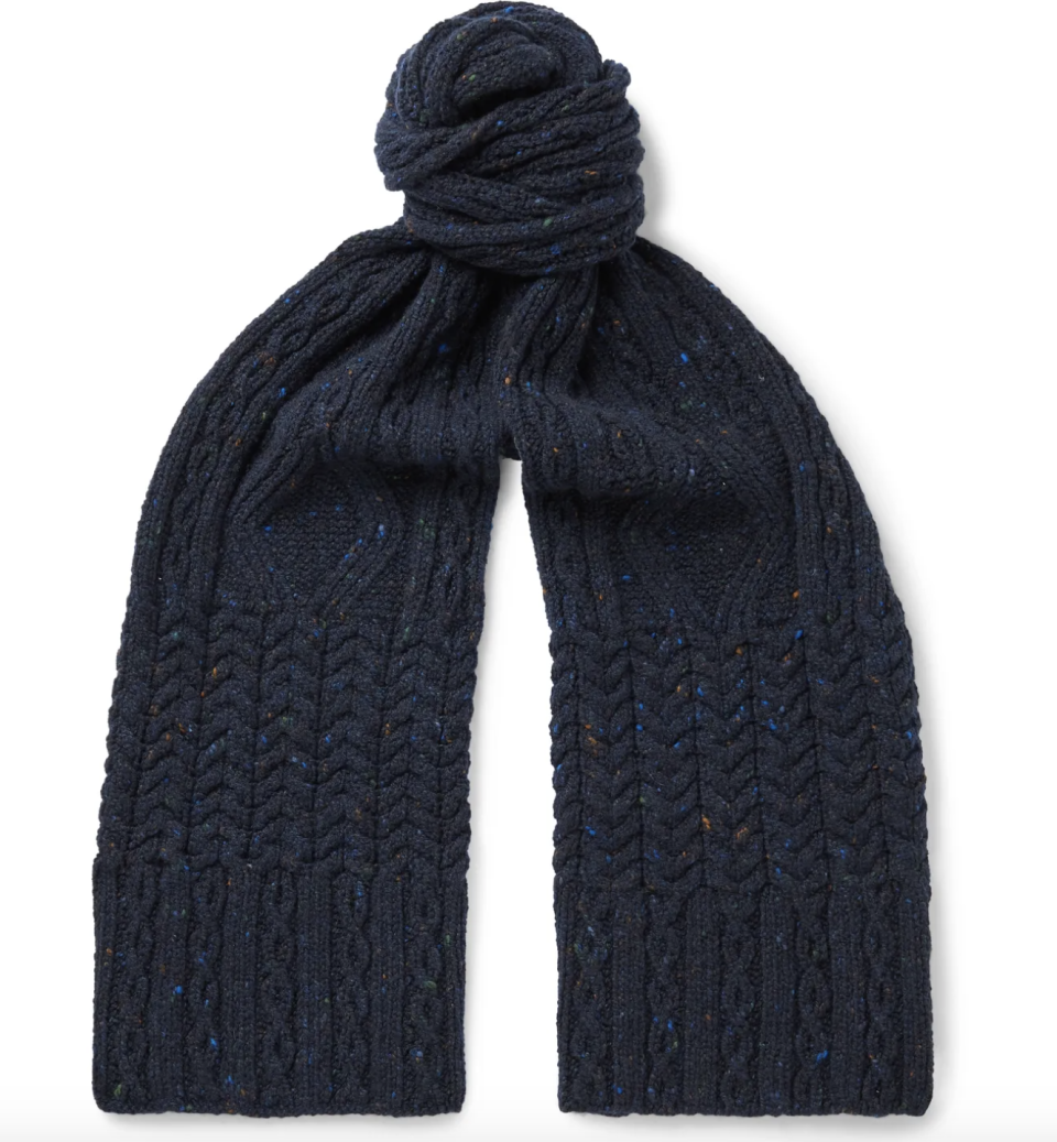 Cable-Knit Donegal Merino Wool and Cashmere-Blend Scarf